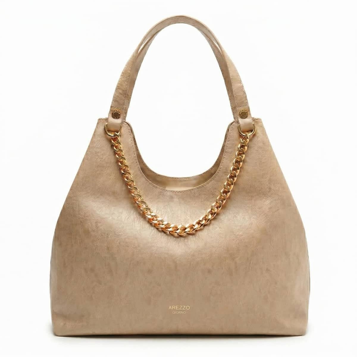 Bolsa Feminina Arezzo Giorno Grande Corrente Ouro A5002309550001 Bege