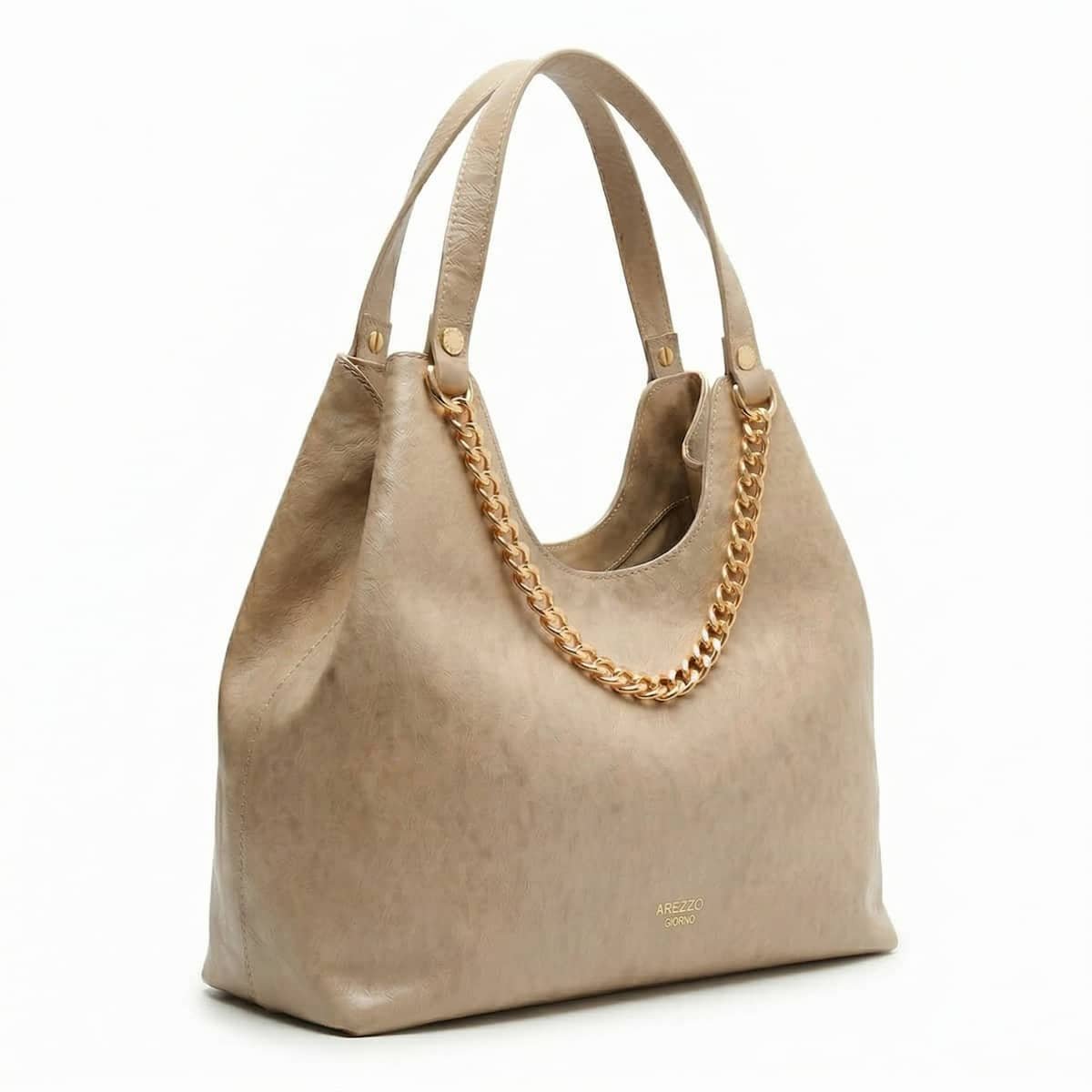 Bolsa Feminina Arezzo Giorno Grande Corrente Ouro A5002309550001 Bege Bege 2