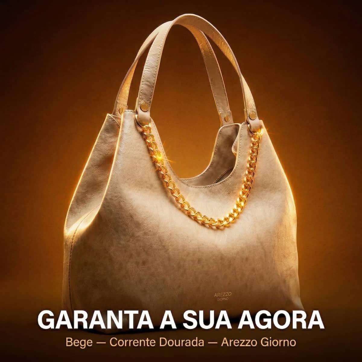 Bolsa Feminina Arezzo Giorno Grande Corrente Ouro A5002309550001 Bege Bege 6