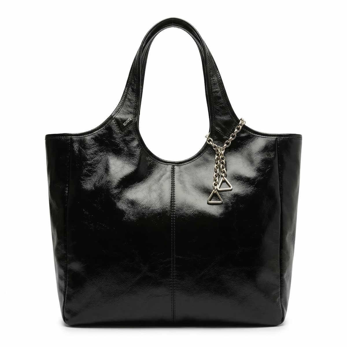 Bolsa Feminina Schutz Tote Couro Brilhoso Charm Triângulo S5001833430001 Preto