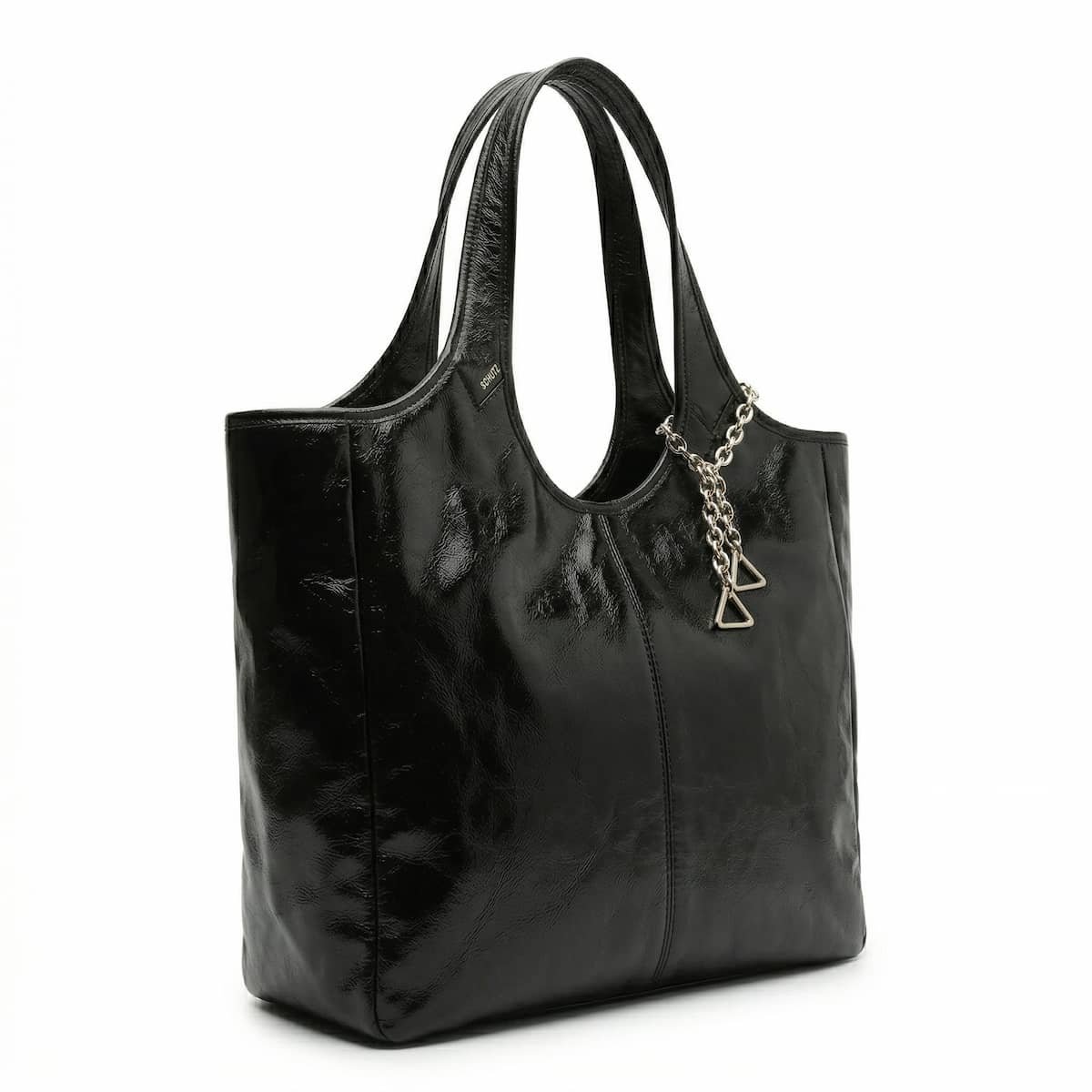 Bolsa Feminina Schutz Tote Couro Brilhoso Charm Triângulo S5001833430001 Preto Preto 2