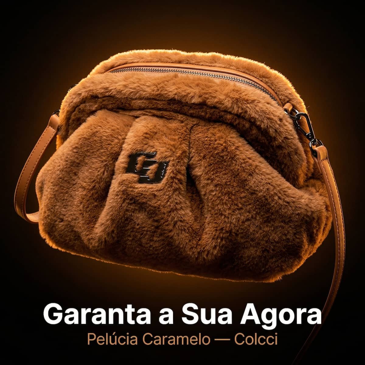 Bolsa Feminina Colcci Pelúcia Média Faux Fur Alça Transversal 090.01.12170.19 Caramelo Marrom 4