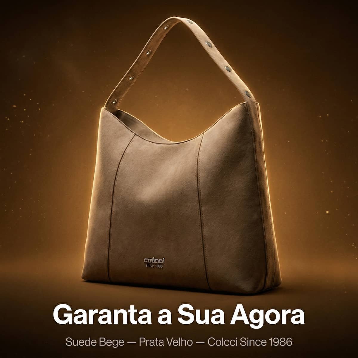 Bolsa Feminina Colcci Hobo Grande Suede Sintético Alça Ombro 090.01.12358.9 Bege Bege 4