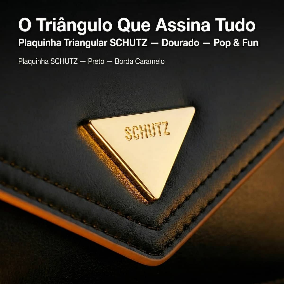 Bolsa Feminina Schutz Envelope Borda Marrom Corrente Dourada Crossbody  S5001009350001 Preto Preto 6