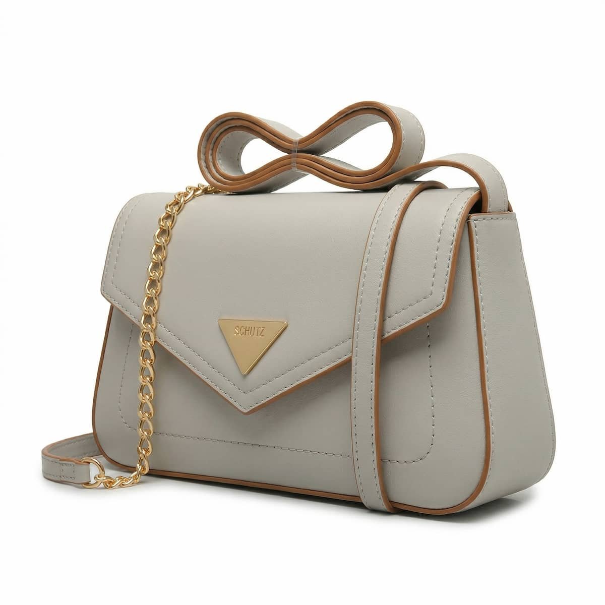 Bolsa Feminina Schutz Envelope Borda Marrom Corrente Dourada Crossbody S5001009350004 Creme Branco 2