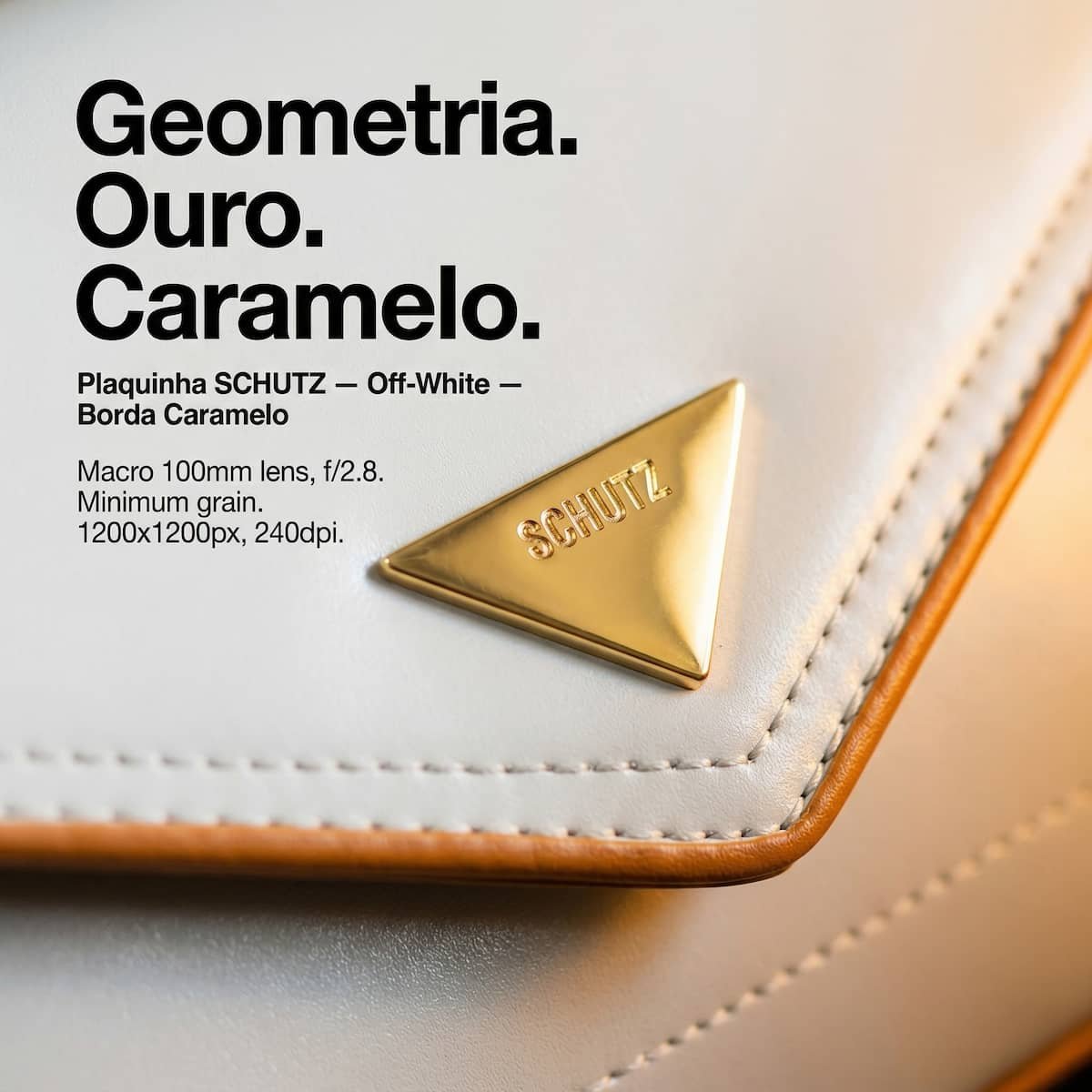 Bolsa Feminina Schutz Envelope Borda Marrom Corrente Dourada Crossbody S5001009350004 Creme Branco 3