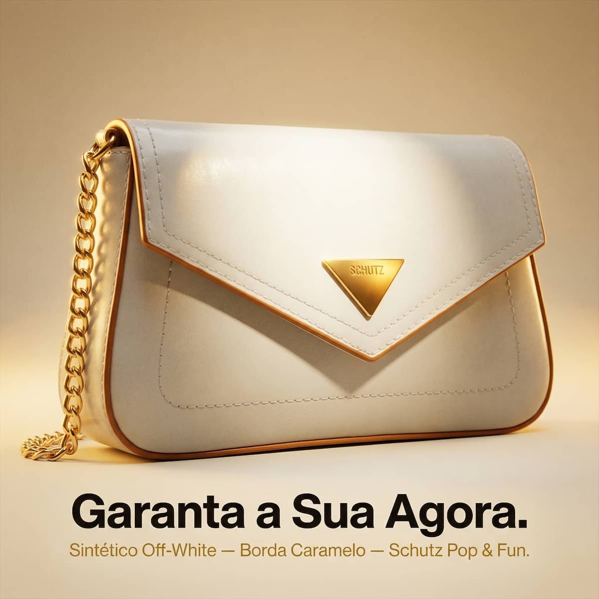 Bolsa Feminina Schutz Envelope Borda Marrom Corrente Dourada Crossbody S5001009350004 Creme Branco 5