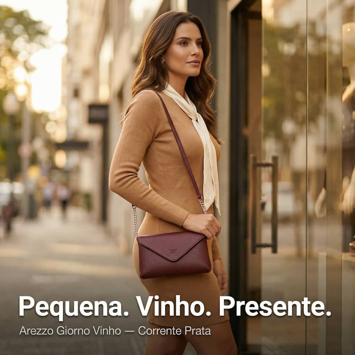 Bolsa Feminina Arezzo Giorno Envelope Crossbody Corrente A5001107230009 Vinho Vinho 4
