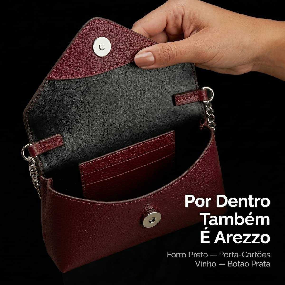 Bolsa Feminina Arezzo Giorno Envelope Crossbody Corrente A5001107230009 Vinho Vinho 5