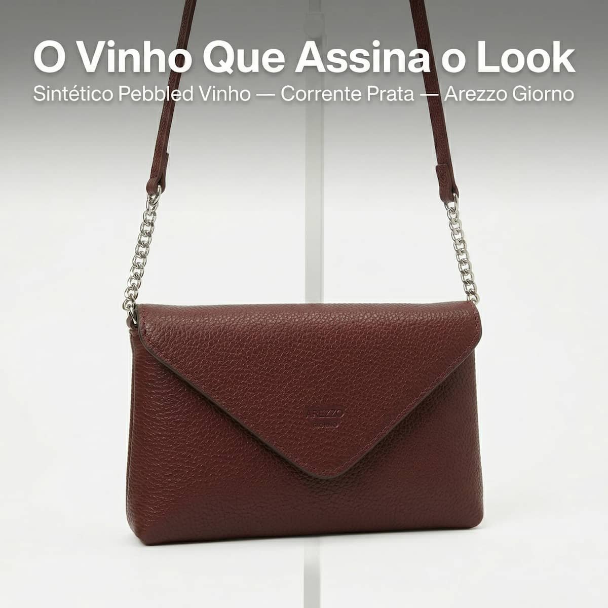 Bolsa Feminina Arezzo Giorno Envelope Crossbody Corrente A5001107230009 Vinho Vinho 7