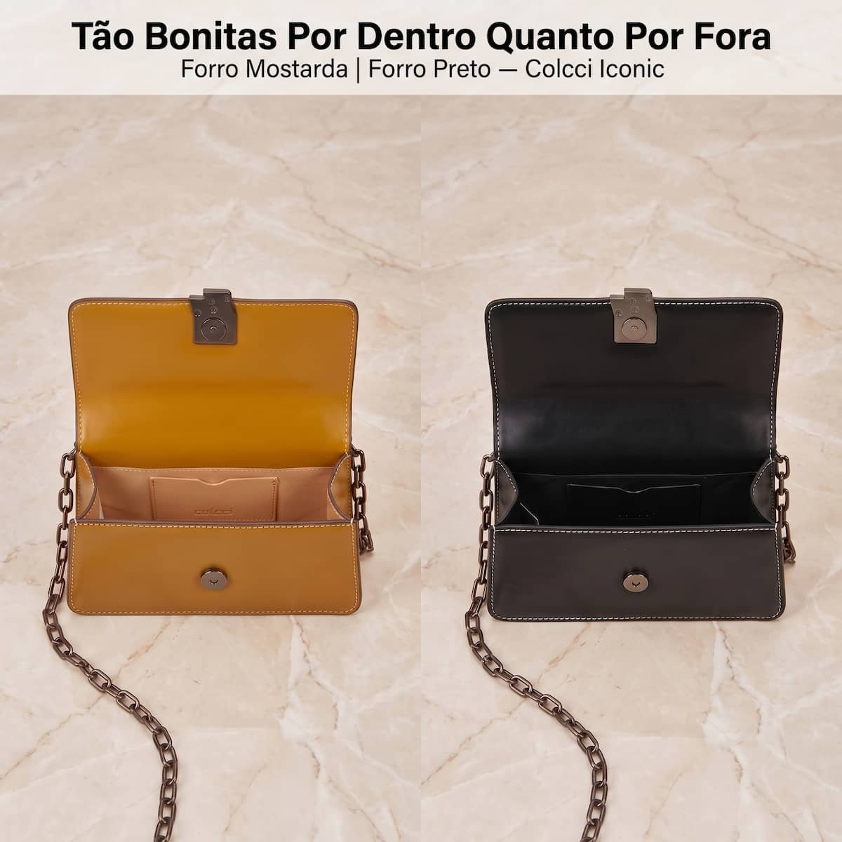 Bolsa Feminina Colcci Iconic Corrente Grafite Transversal 090.01.12353.1 Preto Preto 8