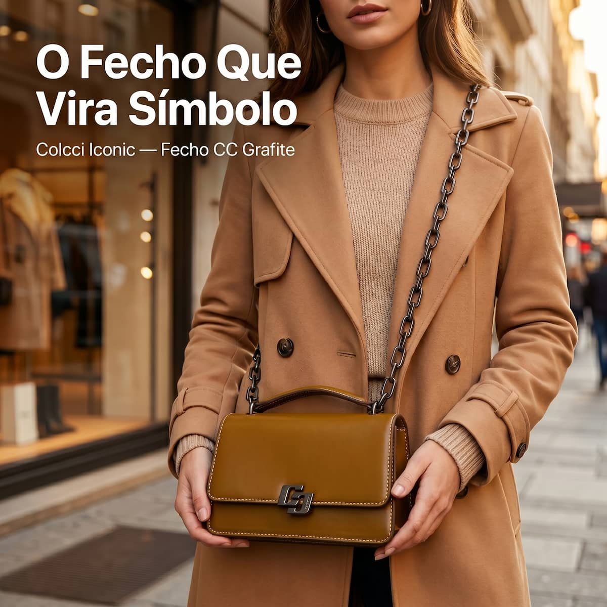 Bolsa Feminina Colcci Iconic Corrente Grafite Transversal 090.01.12353.19 Caramelo Caramelo 4