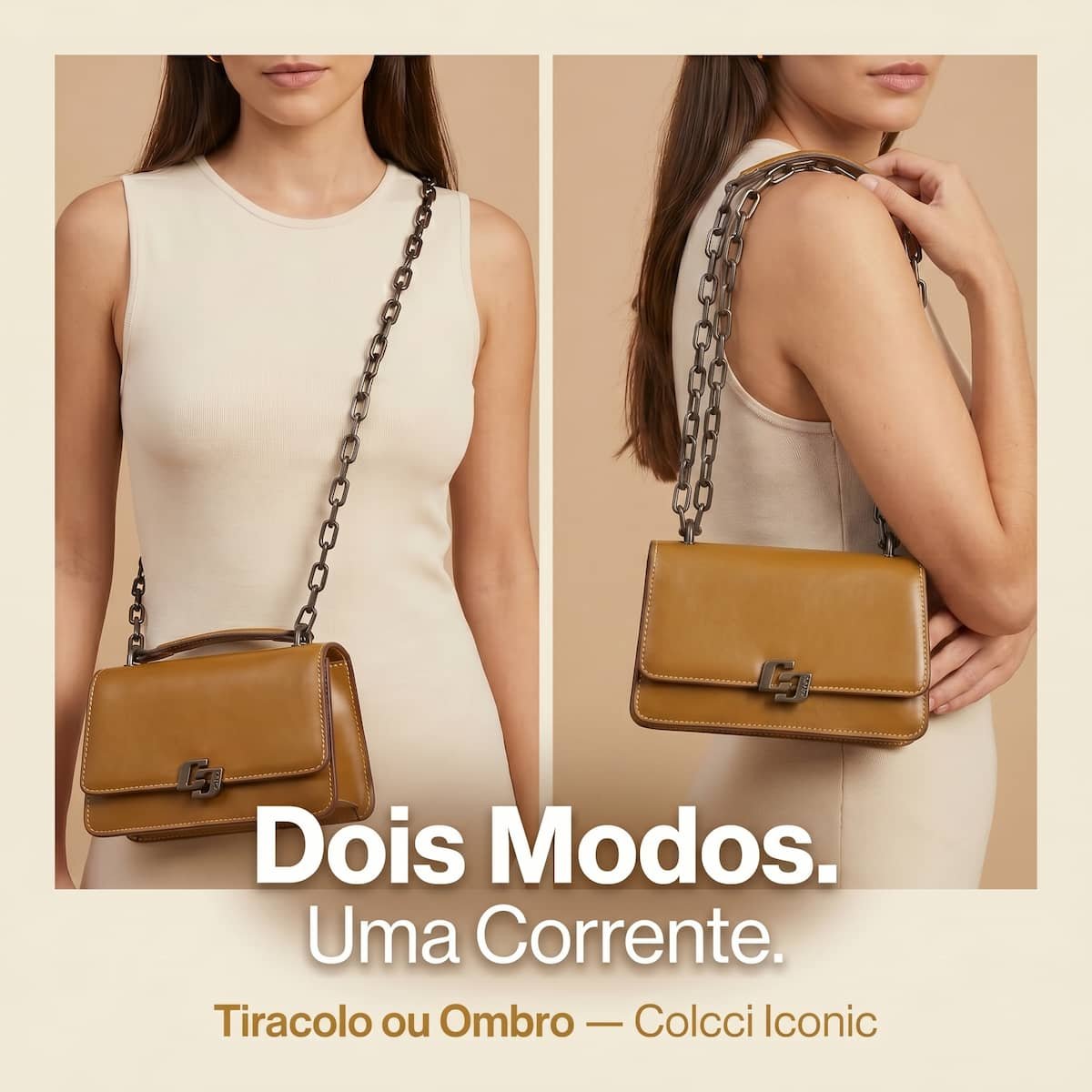 Bolsa Feminina Colcci Iconic Corrente Grafite Transversal 090.01.12353.19 Caramelo Caramelo 5