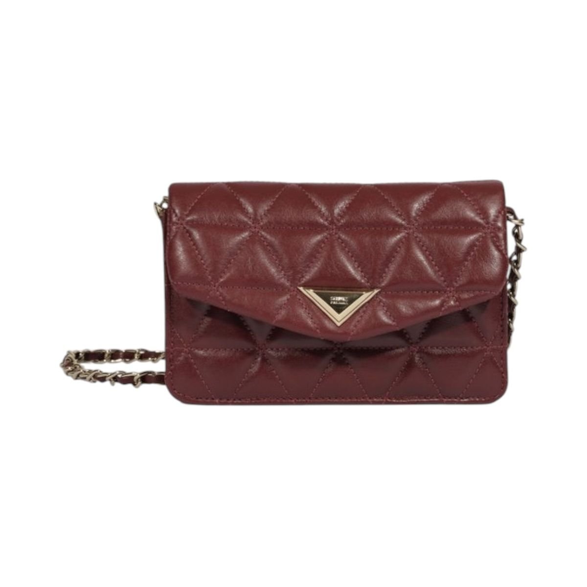 Bolsa Feminina Schutz 944 Couro Matelassê Triangular Crossbody S5001812060073 Vinho