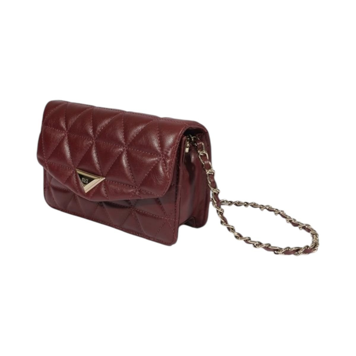 Bolsa Feminina Schutz 944 Couro Matelassê Triangular Crossbody S5001812060073 Vinho Vinho 2