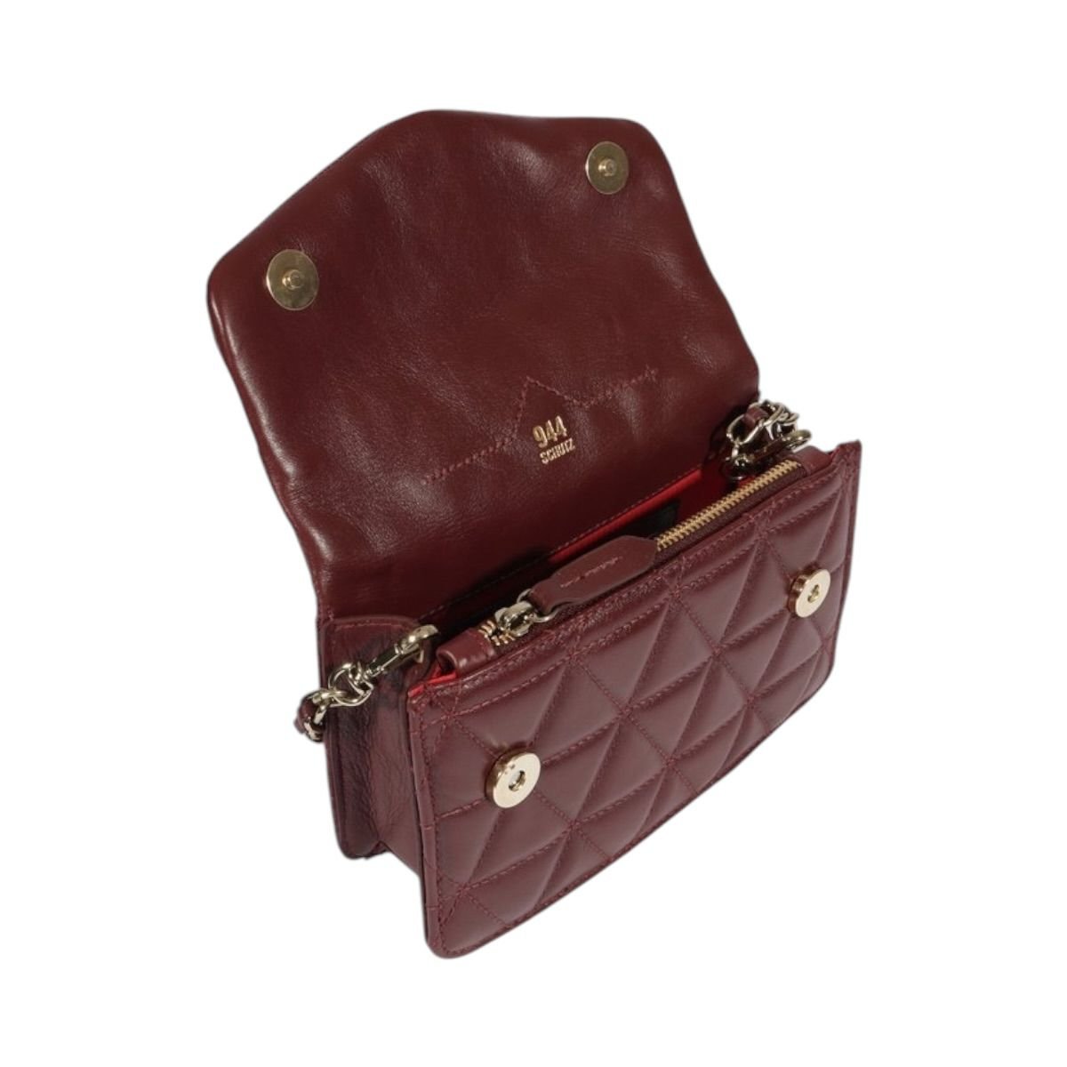 Bolsa Feminina Schutz 944 Couro Matelassê Triangular Crossbody S5001812060073 Vinho Vinho 4