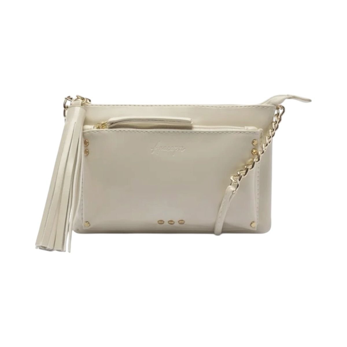 Bolsa Feminina Anacapri Tiracolo Franja Envernizada C5001620410002 Creme