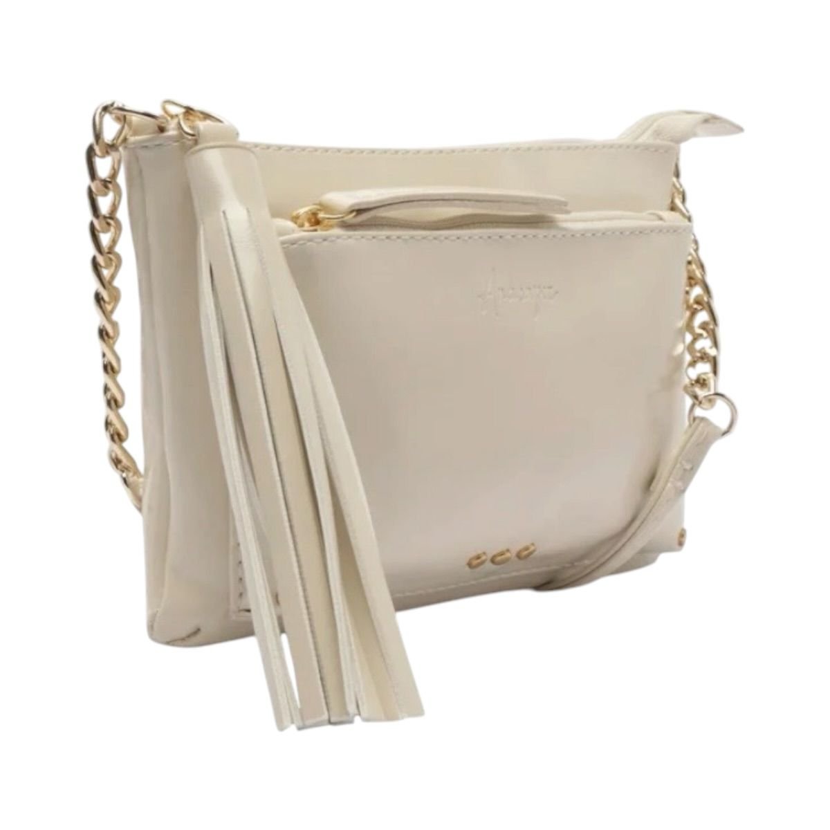 Bolsa Feminina Anacapri Tiracolo Franja Envernizada C5001620410002 Creme Branco 2