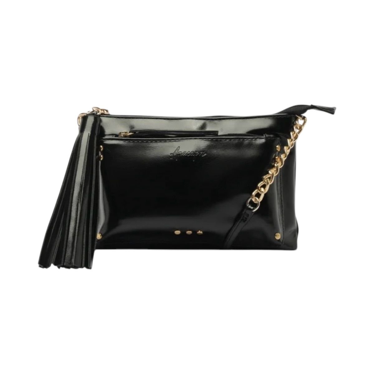 Bolsa Feminina Anacapri Tiracolo Franja Envernizada C5001620410001 Preto