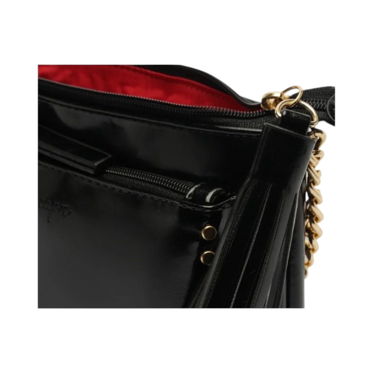 Bolsa Feminina Anacapri Tiracolo Franja Envernizada C5001620410001 Preto Preto 3