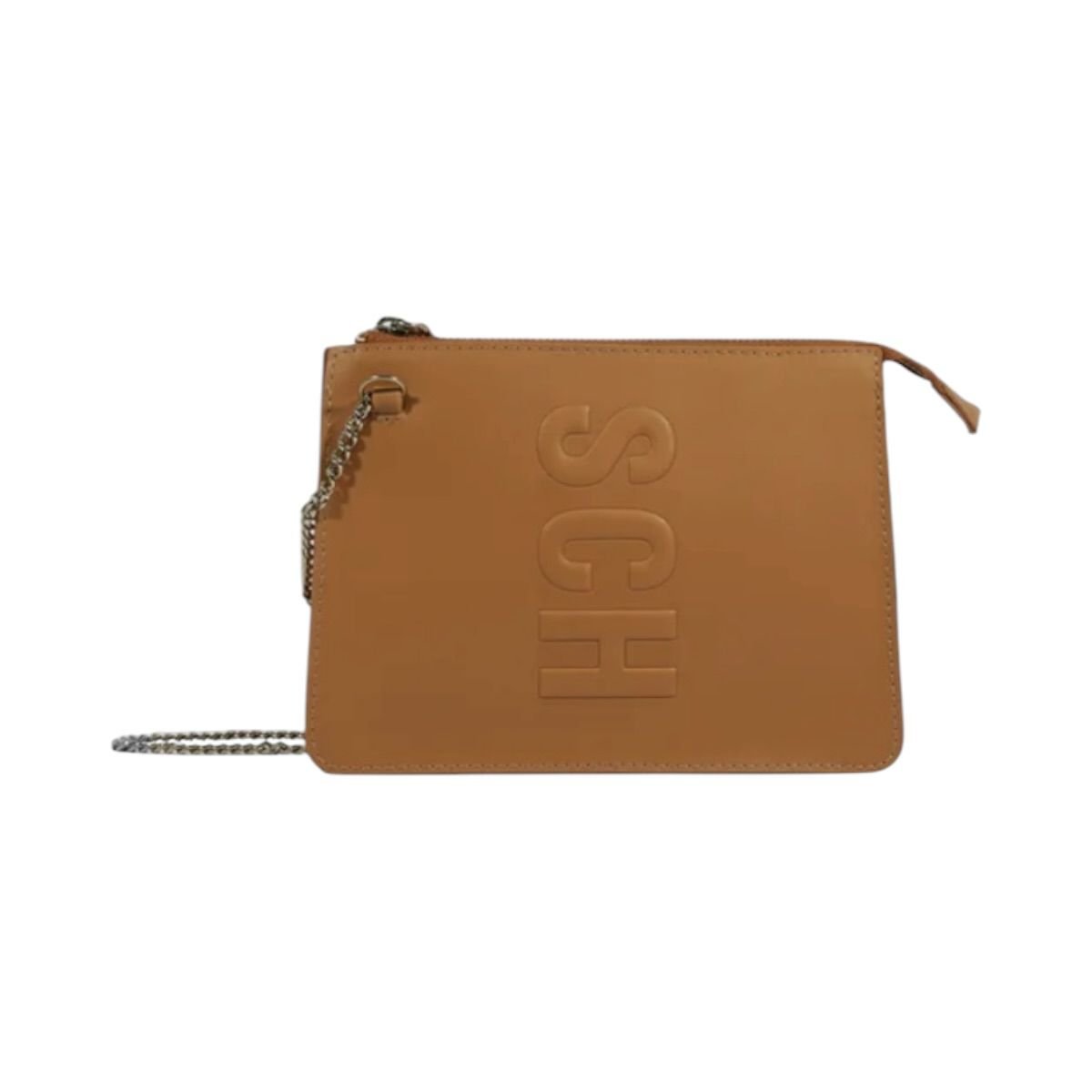 Bolsa Feminina Schutz Pequena Logo Embossado Alça Corrente S5001503910076 Caramelo