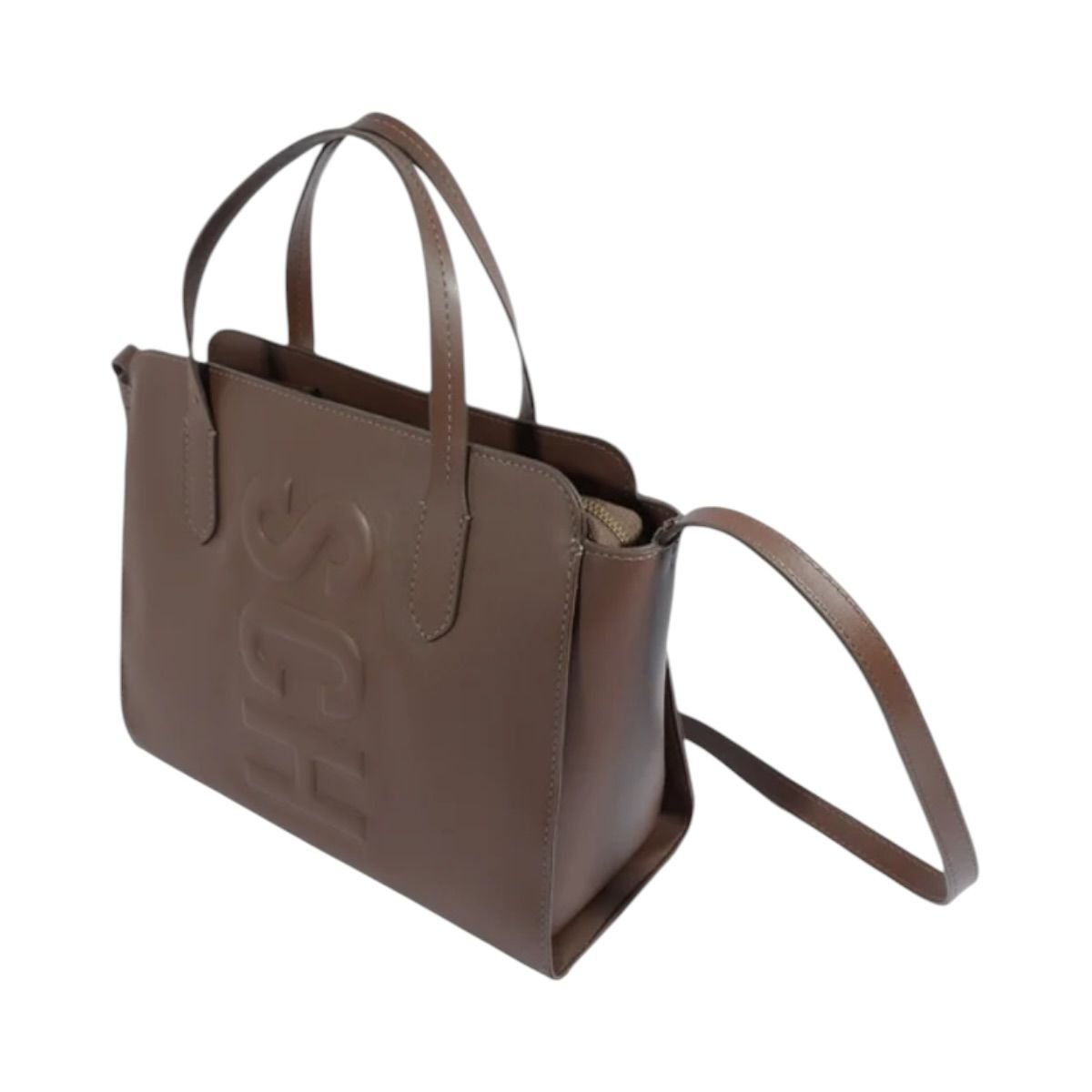 Bolsa Feminina Tote Schutz Tassy Alça Dupla Logo Embossado S5001505120071 Marrom Marrom 2