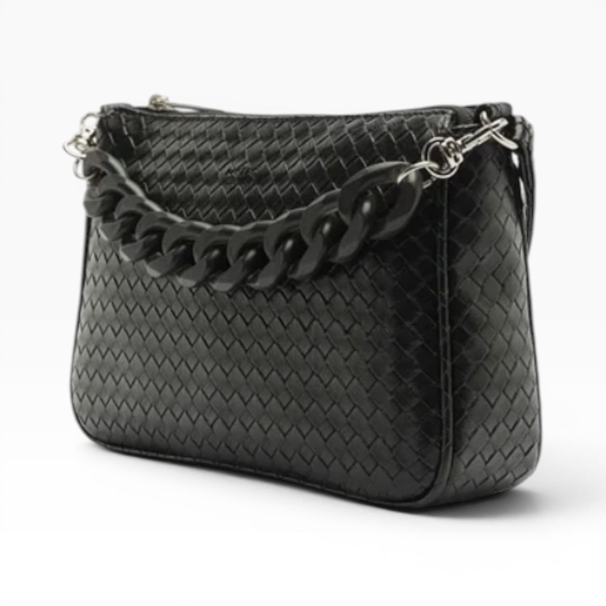 Bolsa Feminina Arezzo Tressê Tiracolo Corrente Removível A5002305180093 Preto Preto 2