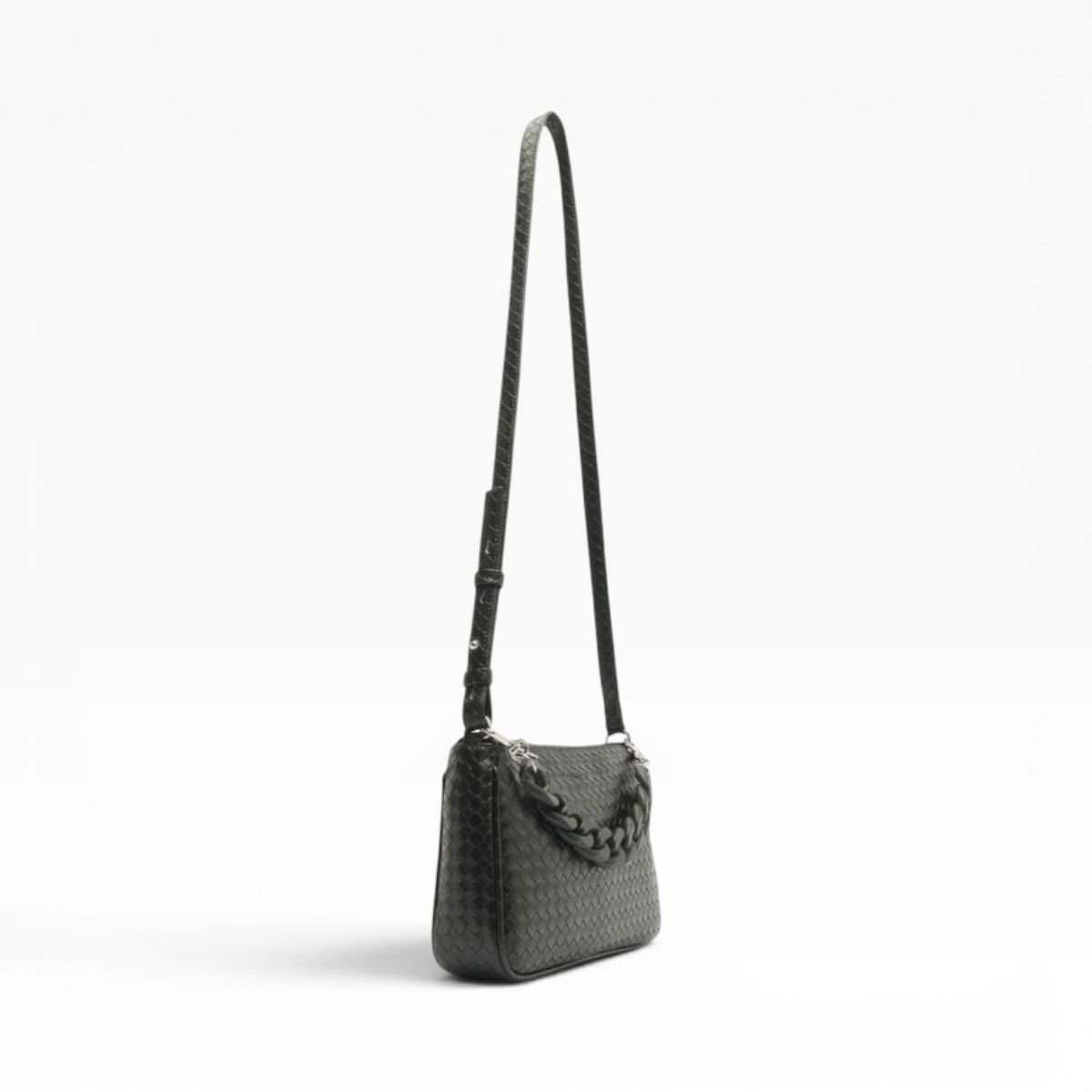 Bolsa Feminina Arezzo Tressê Tiracolo Corrente Removível A5002305180093 Preto Preto 3
