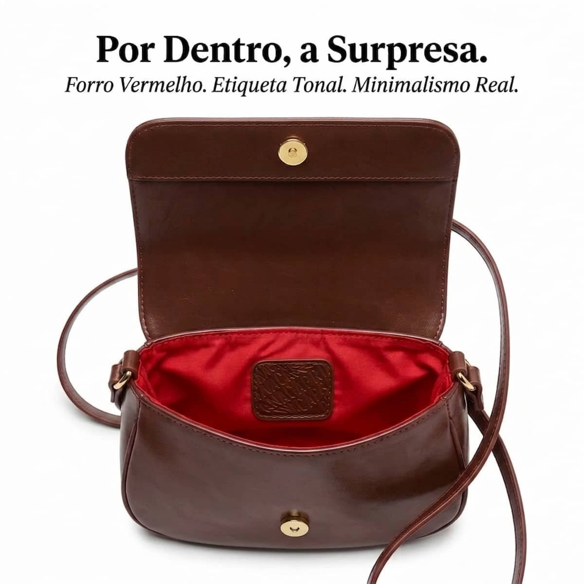 Bolsa Feminina Anacapri Pequena Crossbody com Corrente Dourada Fixa C5001620590002 Cafe Marrom 4