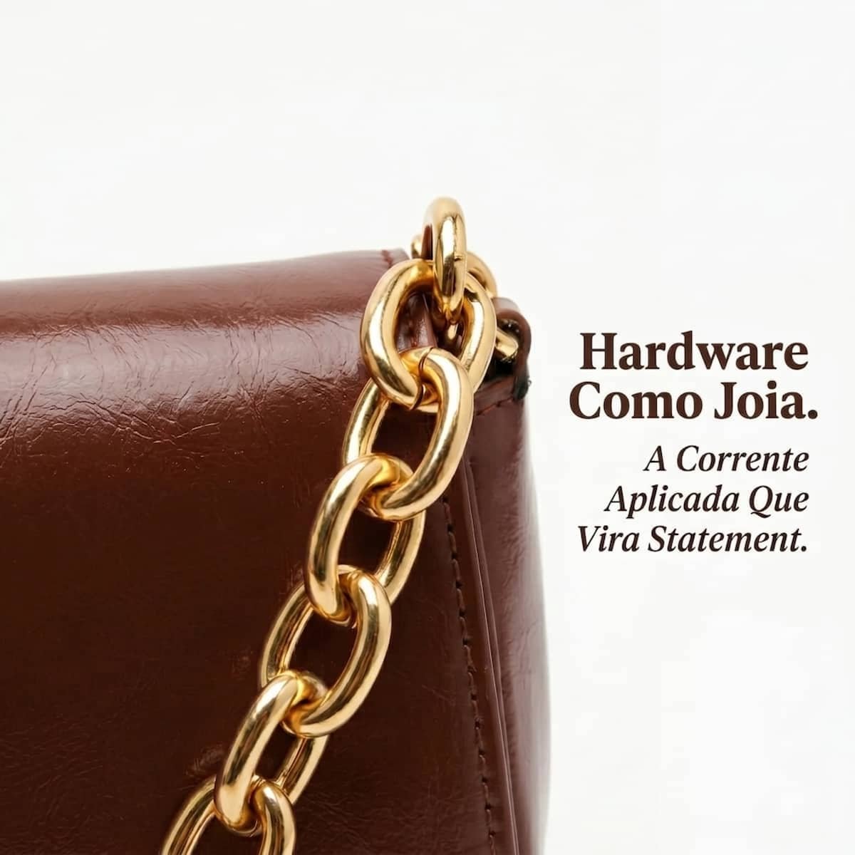 Bolsa Feminina Anacapri Pequena Crossbody com Corrente Dourada Fixa C5001620590002 Cafe Marrom 5
