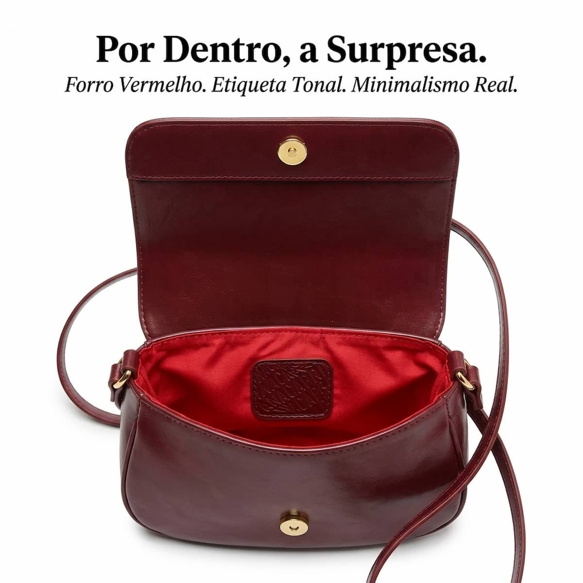 Bolsa Feminina Anacapri Pequena Crossbody com Corrente Dourada Fixa C5001620590003 Vinho Vinho 3