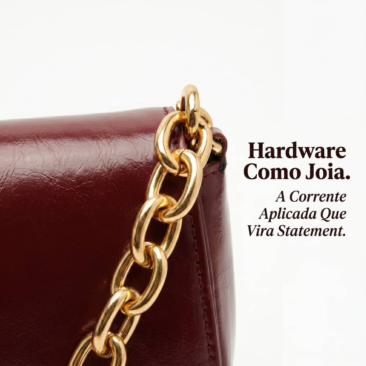 Bolsa Feminina Anacapri Pequena Crossbody com Corrente Dourada Fixa C5001620590003 Vinho Vinho 4