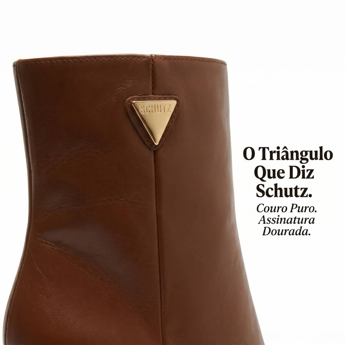 Bota Feminina Schutz Liv Couro Cano Curto Salto Bloco Bico Quadrado S2264000010002 Marrom Marrom 3