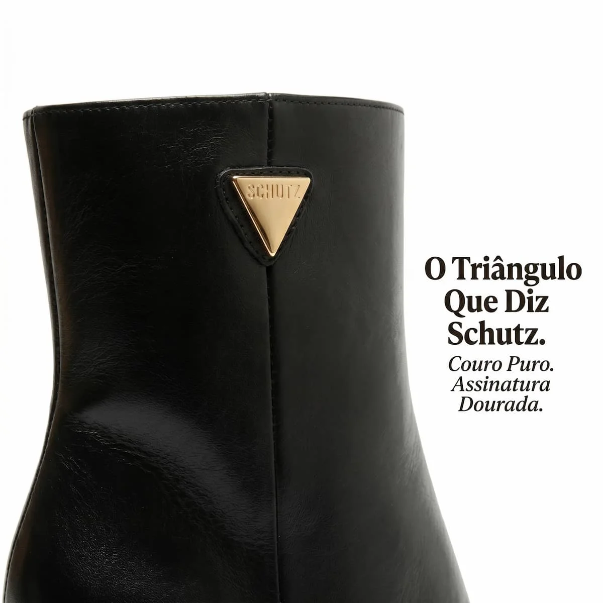 Bota Feminina Schutz Liv Couro Cano Curto Salto Bloco Bico Quadrado S2264000010001 Preto Preto 4
