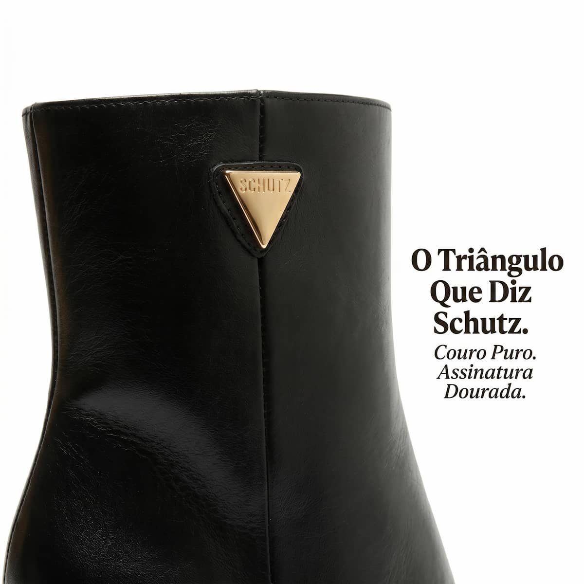 Bota Feminina Schutz Liv Couro Cano Curto Salto Bloco Bico Quadrado S2264000010001 Preto Preto 4