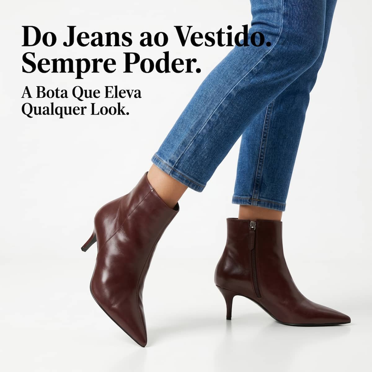 Bota Feminina Schutz Couro Salto Fino Bico Fino Cano Curto S2194500290007 Café Café 3