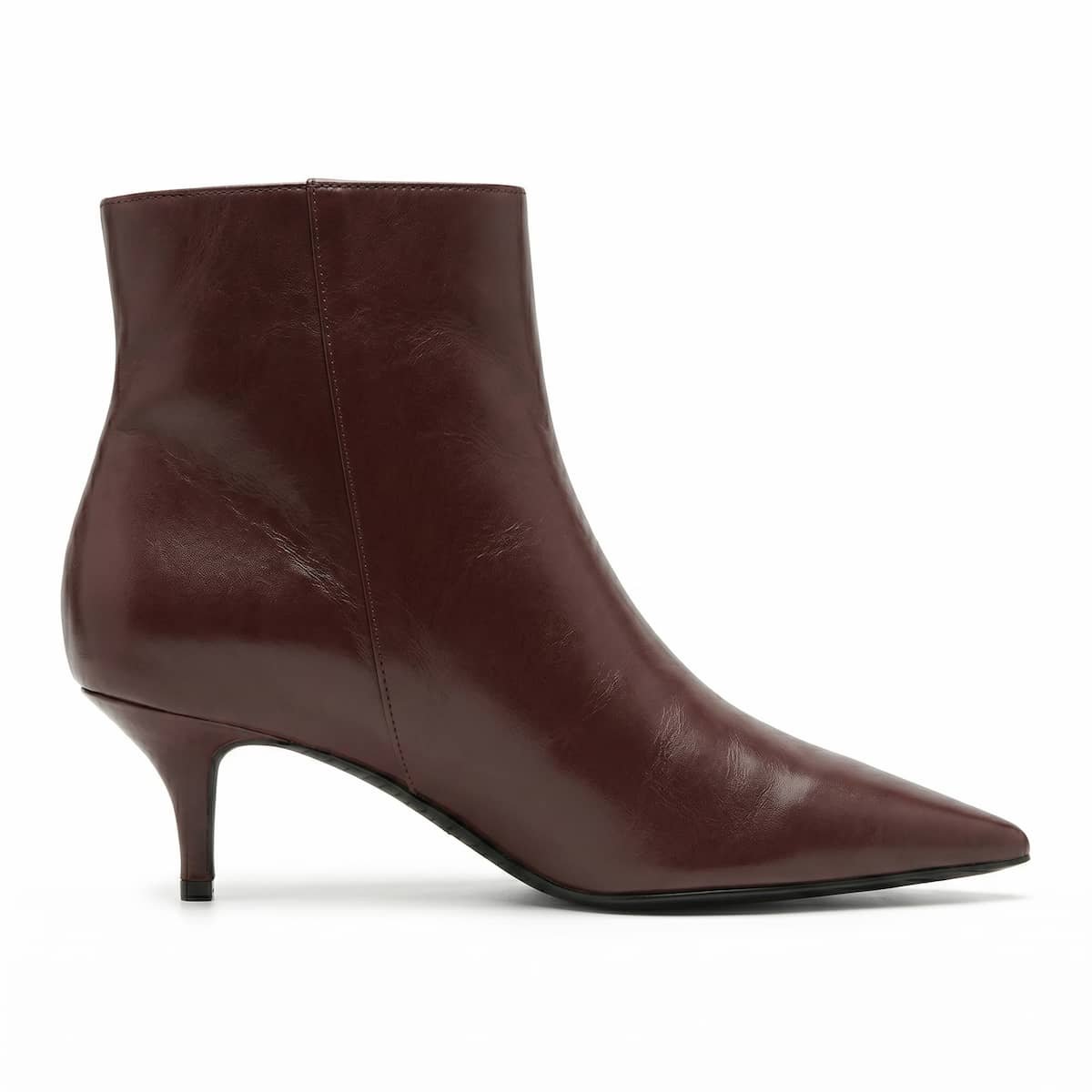 Bota Feminina Schutz Couro Salto Fino Bico Fino Cano Curto S2194500290007 Café