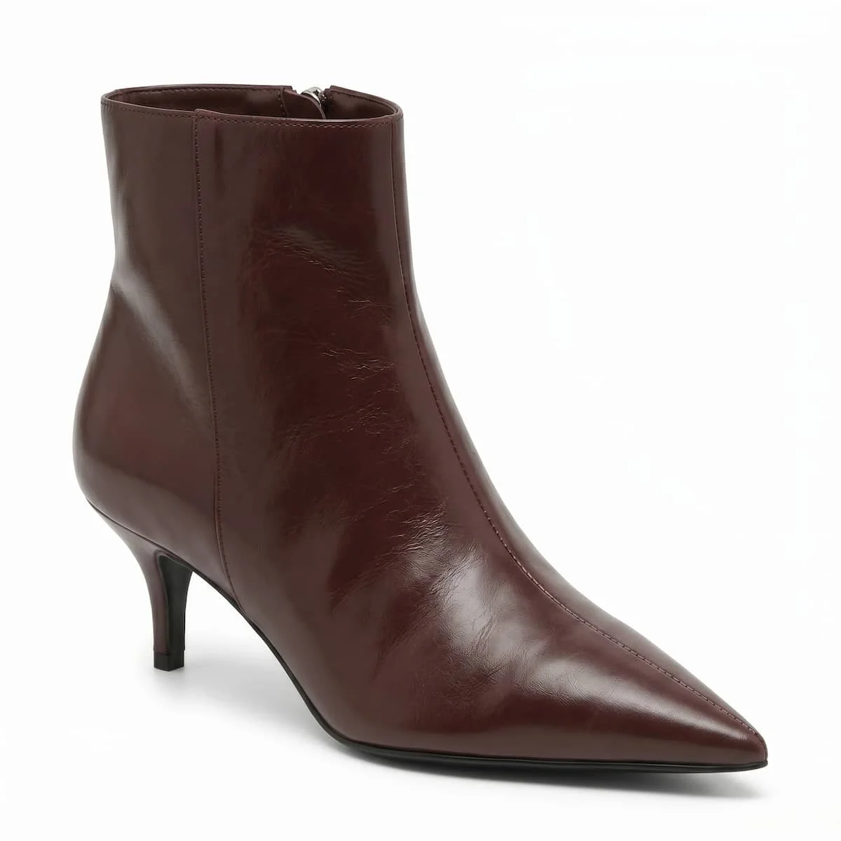 Bota Feminina Schutz Couro Salto Fino Bico Fino Cano Curto S2194500290007 Café Café 2
