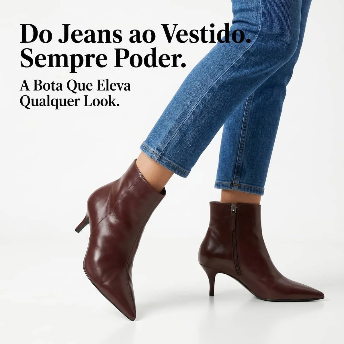 Bota Feminina Schutz Couro Salto Fino Bico Fino Cano Curto S2194500290007 Café Café 3