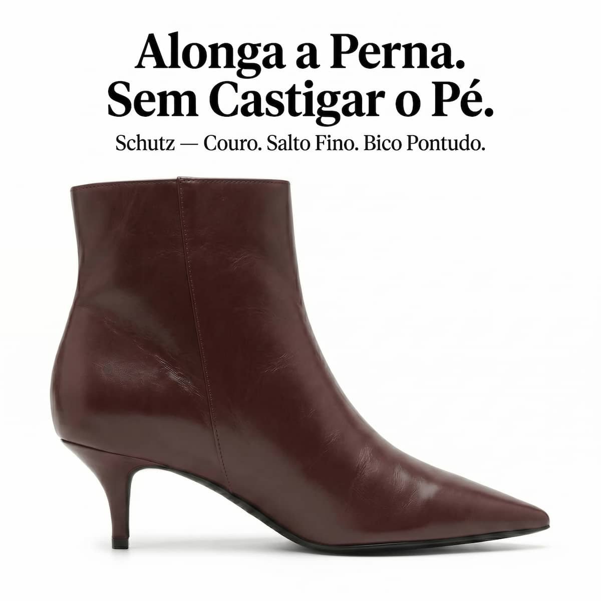 Bota Feminina Schutz Couro Salto Fino Bico Fino Cano Curto S2194500290007 Café Café 6