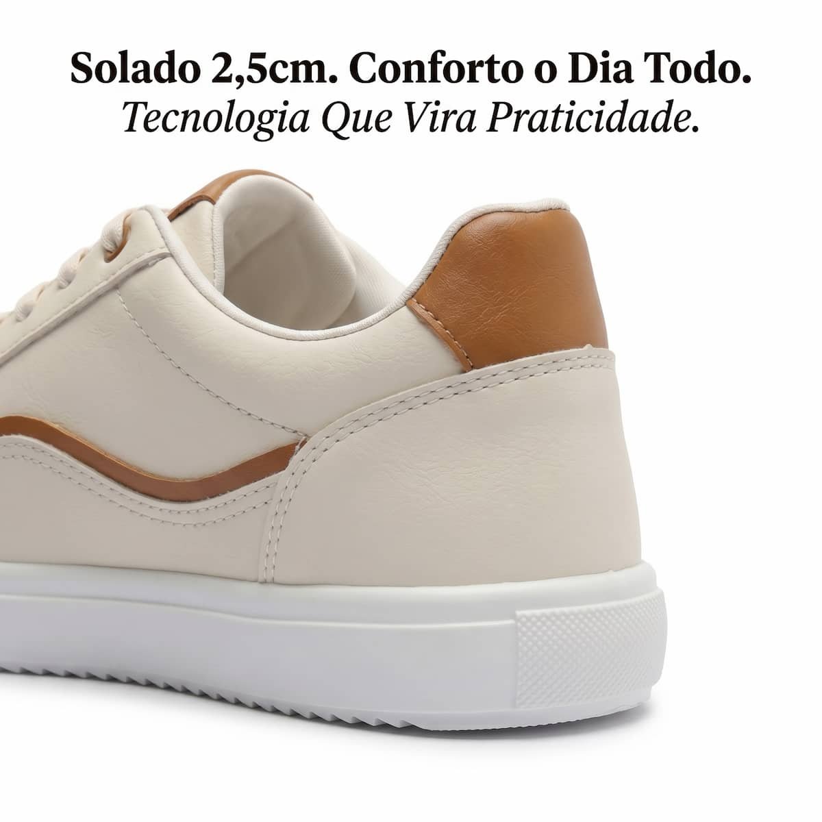 Tênis Feminino Anacapri Detalhe Onda Sintético Tecnológico C3053700080002 Creme Creme 3