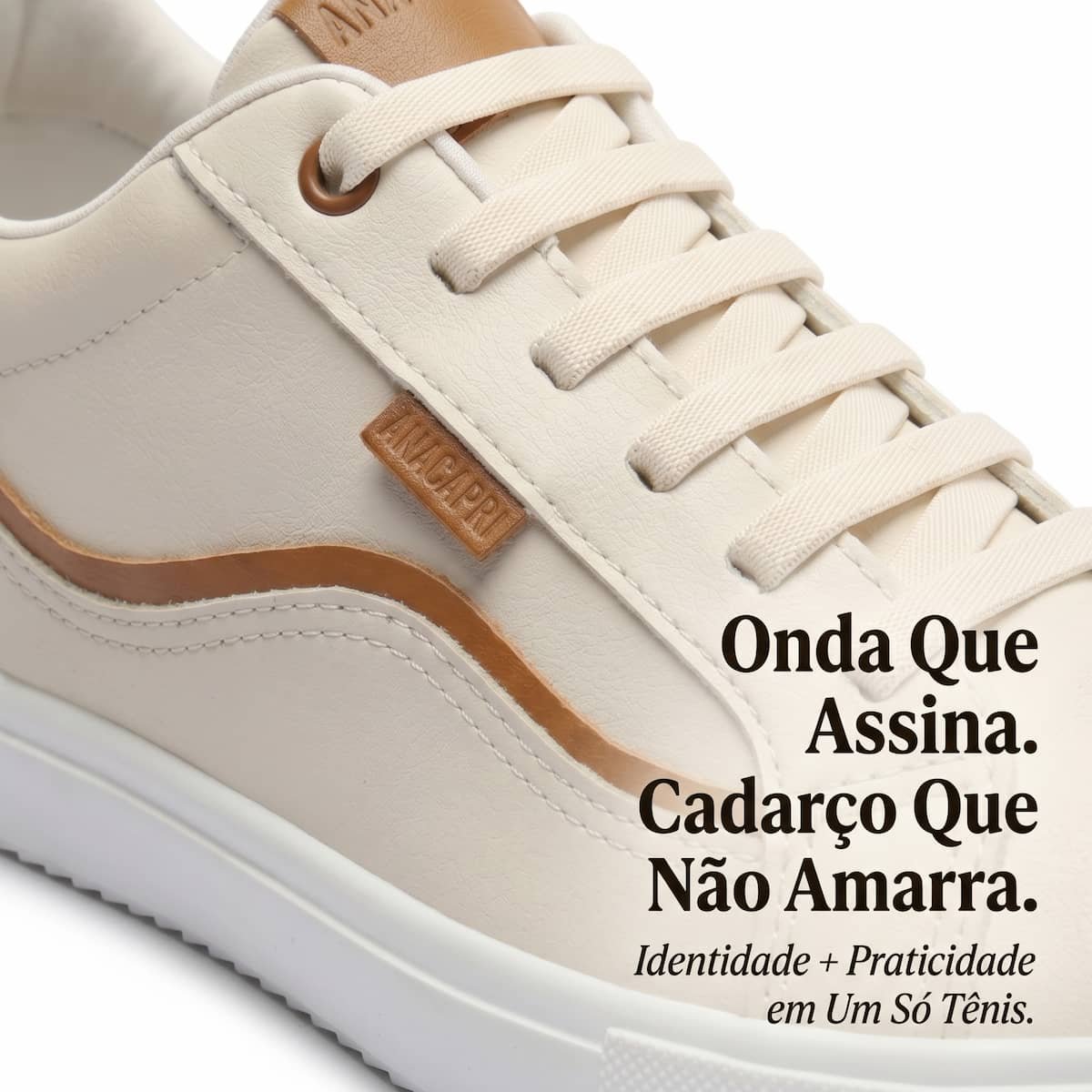 Tênis Feminino Anacapri Detalhe Onda Sintético Tecnológico C3053700080002 Creme Creme 4