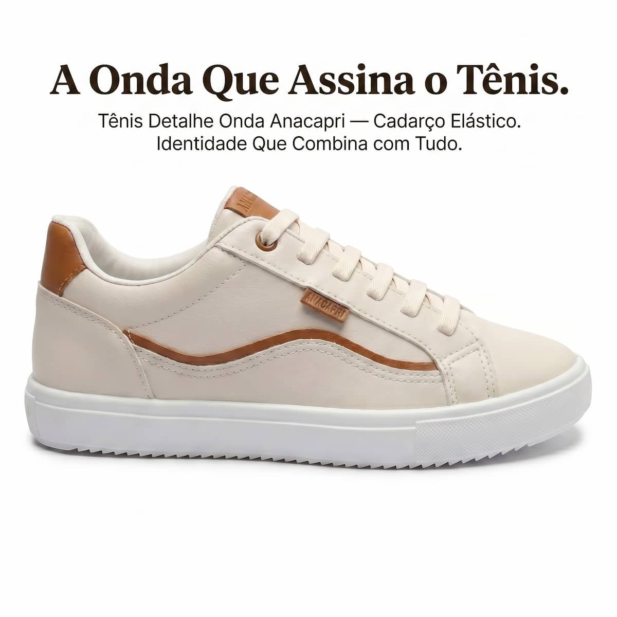 Tênis Feminino Anacapri Detalhe Onda Sintético Tecnológico C3053700080002 Creme Creme 5