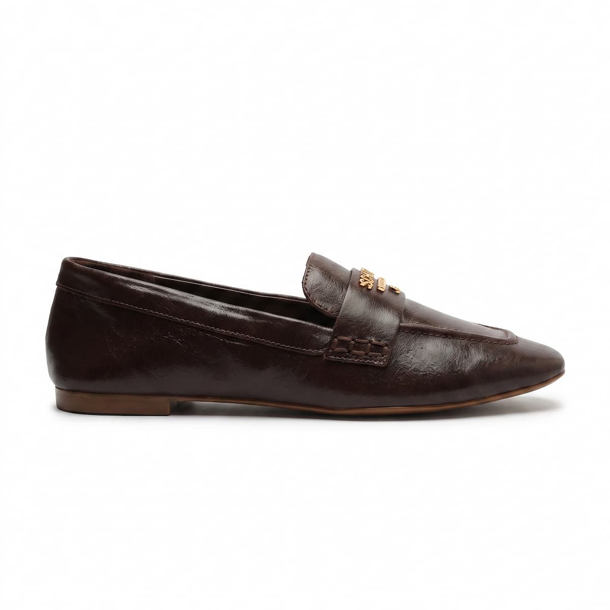 Mocassim Schutz Feminino Couro Bico Quadrado S2071002760017 Cafe