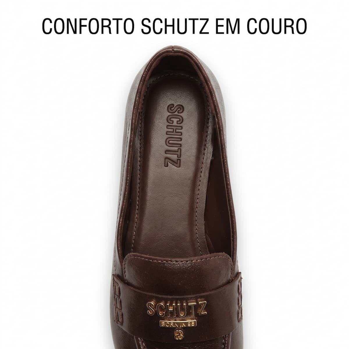 Mocassim Schutz Feminino Couro Bico Quadrado S2071002760017 Cafe Café 4