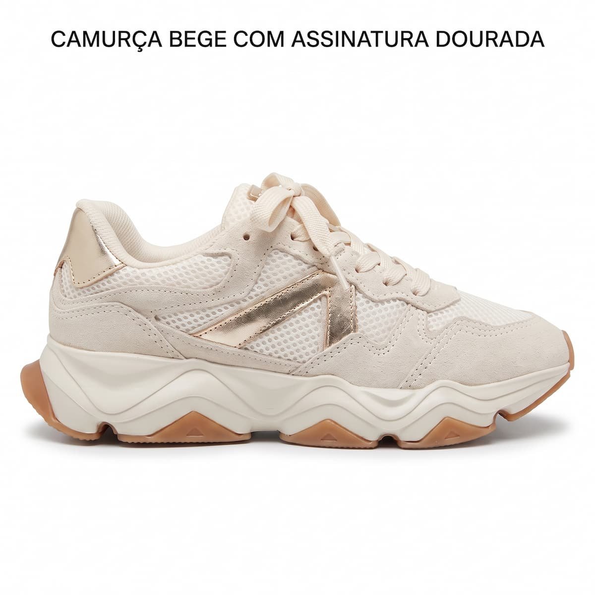 Tênis Feminino Schutz Chunky Sneaker ST-2940 Camurça S2191100010030 Creme Creme 3