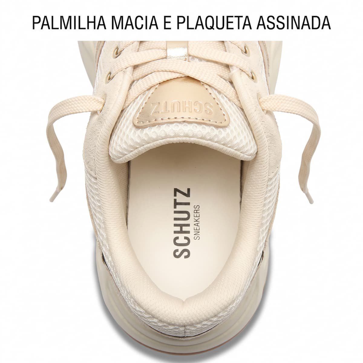Tênis Feminino Schutz Chunky Sneaker ST-2940 Camurça S2191100010030 Creme Creme 5