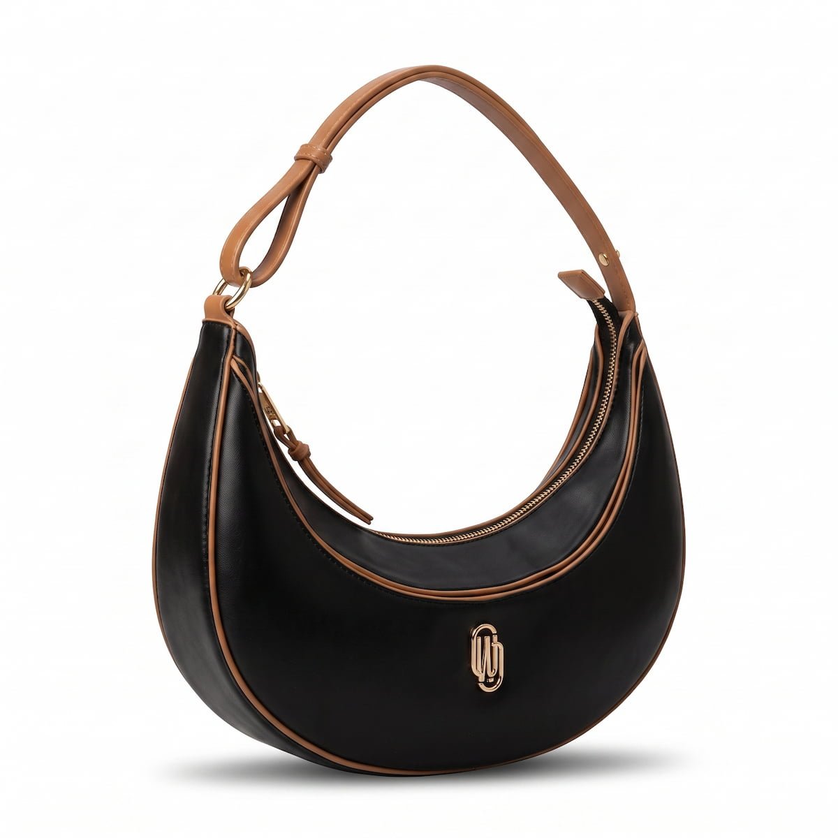 Bolsa WJ Feminina Baguete Meia Lua Sintética Alça Ajustável 46412 Preto Preto 2