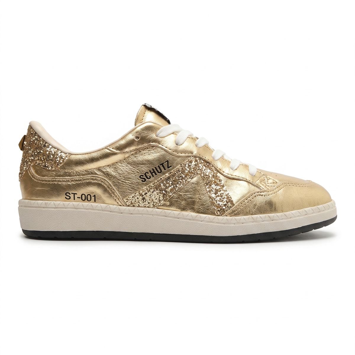 Tênis Schutz Feminino Couro Sneaker ST-001 Triangle Glitter S2185300010007 Dourado