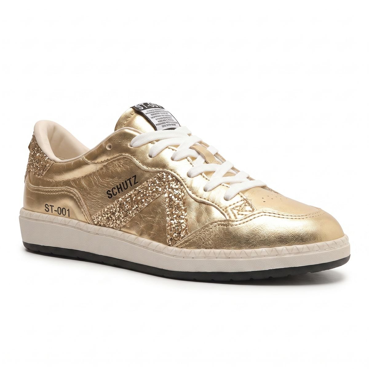 Tênis Schutz Feminino Couro Sneaker ST-001 Triangle Glitter S2185300010007 Dourado Dourado 2